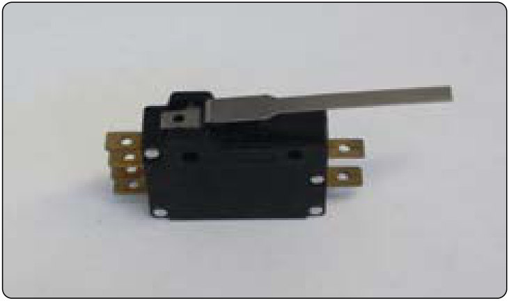 FAA Figure 9-168: a micro switch, a small black case with a long metal lever on top and tab terminals at its ends.