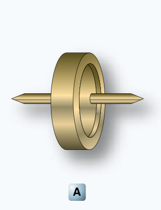 Panel A: a rotor alone, a thick wheel on an axle.