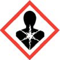 The health hazard symbol, GHS08: the outline of a person with a star on the chest, in a red-bordered diamond.